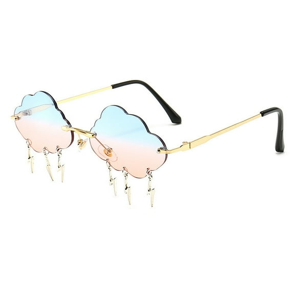 Women Sunglasses, Rimless Cloud Shape Gradient UV Protection Sunglasses with Pendants1 Pair