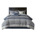 thumbnail image 2 of Madison Park Bennett Geometric 7-Piece Queen Jacquard Comforter Set, Navy, 2 of 5