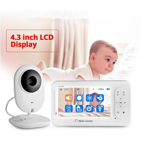 Gtekpros MB98 Baby Audio-Video Monitor 4.3"  Lullabies Pan-Tilt 2-Way Audio Temperature Monitoring   Night Vision Camera
