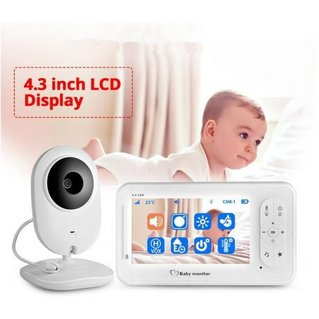 Gtekpros MB98 Baby Audio-Video Monitor 4.3" Lullabies Pan-Tilt 2-Way Audio Temperature Monitoring Night Vision Camera