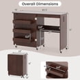 thumbnail image 3 of Costway Folding Sewing Table Rolling Craft Station with 3 Storage Bins & Charging Station Brown, 3 of 11