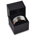 thumbnail image 3 of Tungsten Writing Writer Ink Fountain Pen Band Ring 8mm Men Women Comfort Fit 18k Rose Gold Step Bevel Edge Brushed Polished, 3 of 4