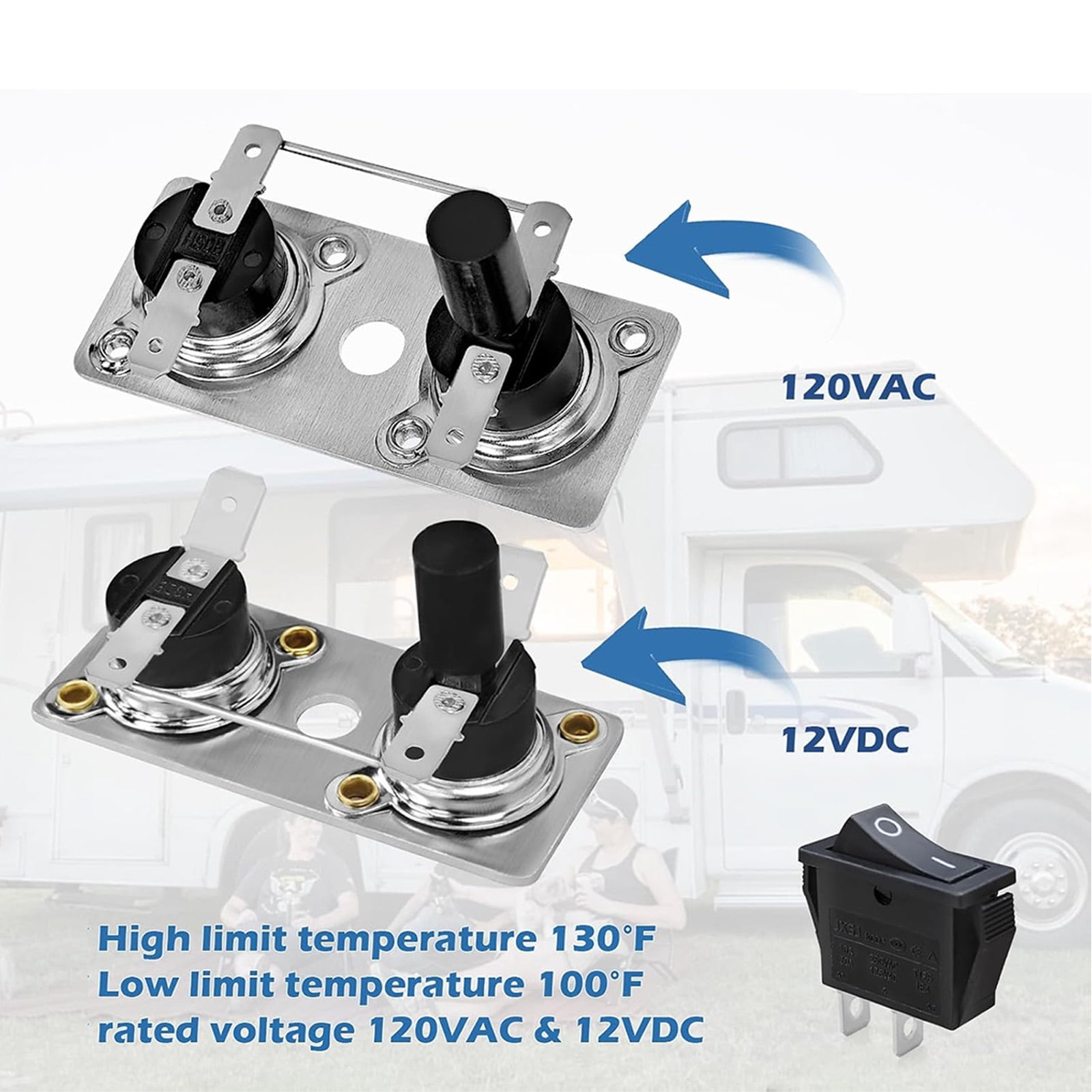 Thermostat Switches Set with Automatic Cut Off At 113F to 140F Simple Installs for Hot Water Heater Replacement Parts
