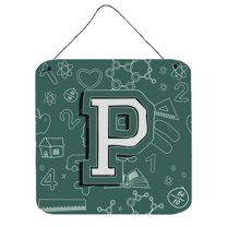 Carolines Treasures CJ2010-PDS66 Letter P Back to School Initial Wall or Door Hanging Prints 6HX6W multicolor