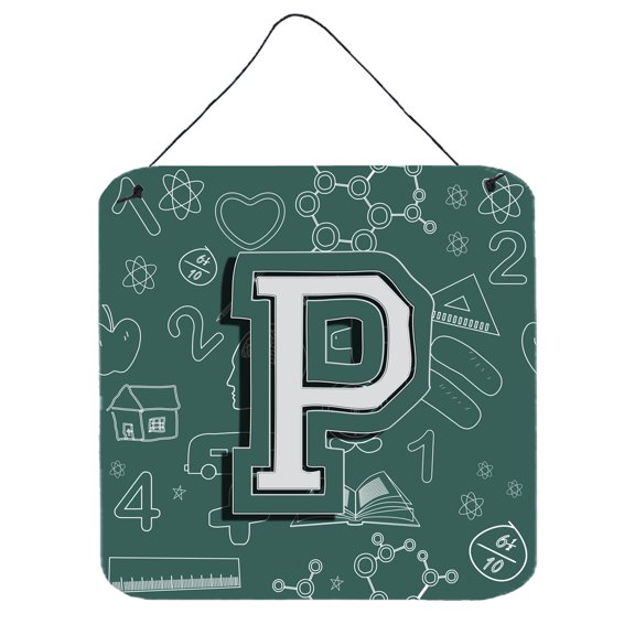 Carolines Treasures CJ2010-PDS66 Letter P Back to School Initial Wall or Door Hanging Prints 6HX6W multicolor