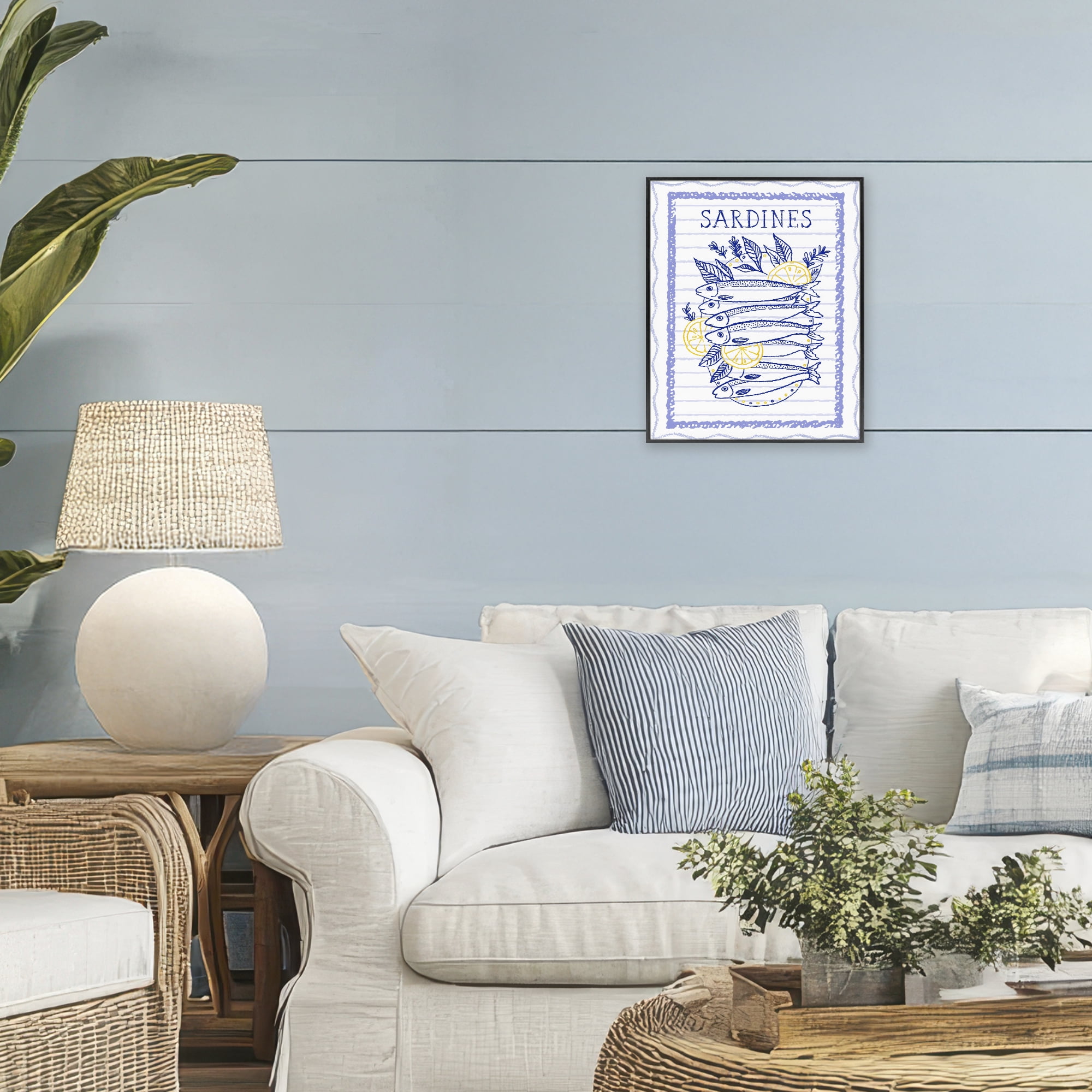 Stupell Industries Sardines Pile with Lemons Black Framed Giclee Art, design by Creative Studio