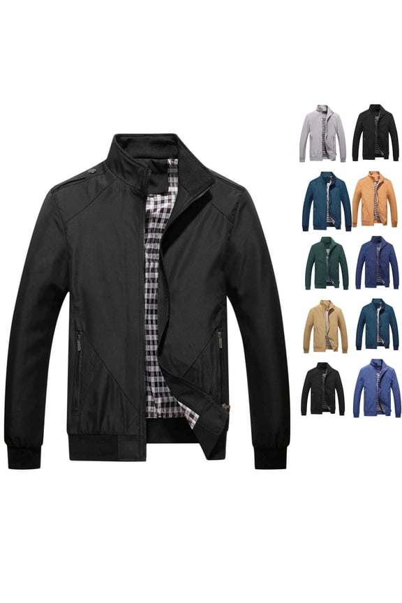 Men Coats & Jackets,Men Casual Windbreaker Thin Lightweight Outwear Sportswear Solid Jacket Coat Windbreaker