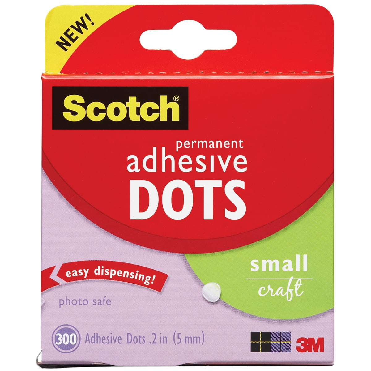 3M Scotch Permanent Adhesive Dots, Small Craft, 300/Pkg