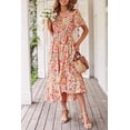 thumbnail image 2 of PRETTYGARDEN Women's Summer Floral Boho Maxi Dress Short Sleeve Wrap V Neck Ruffle Long Flowy Beach Wedding Guest Dresses, 2 of 7