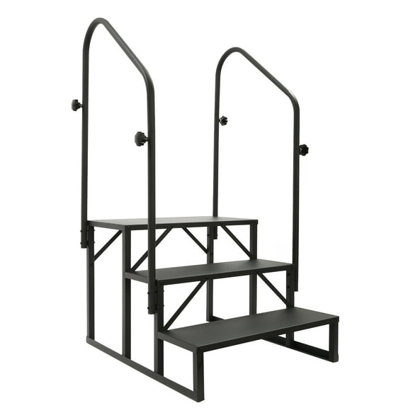 Corrosion-Resistant Steel RV Stairs Handrails Ladder, 3-Step Design for Elderly and Children, Easy to Install and Clean for Home and Outdoor Use