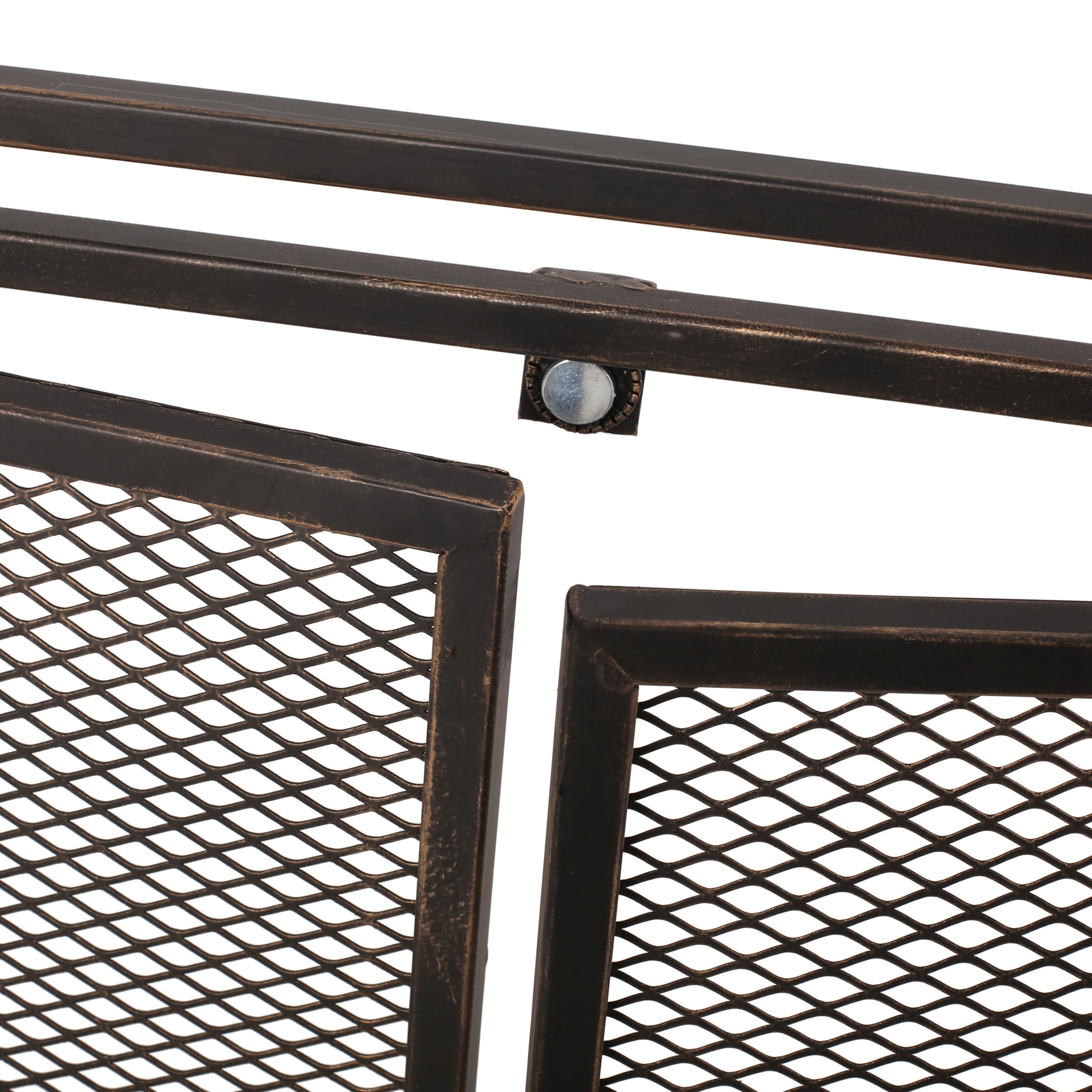 Noble House Cartwright Metal 2 Door Fireplace Screen, Black Brushed Gold