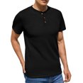 thumbnail image 4 of GIRUNS Men's Short Sleeve Waffle Henley T-Shirt Summer Casual Tee For Men, 4 of 6