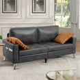 thumbnail image 2 of YODOLLA 79" Sectional Sofa Modern Loveseat Couch 3 Seater Faux Leather Living Room Furniture - Gray, 2 of 9