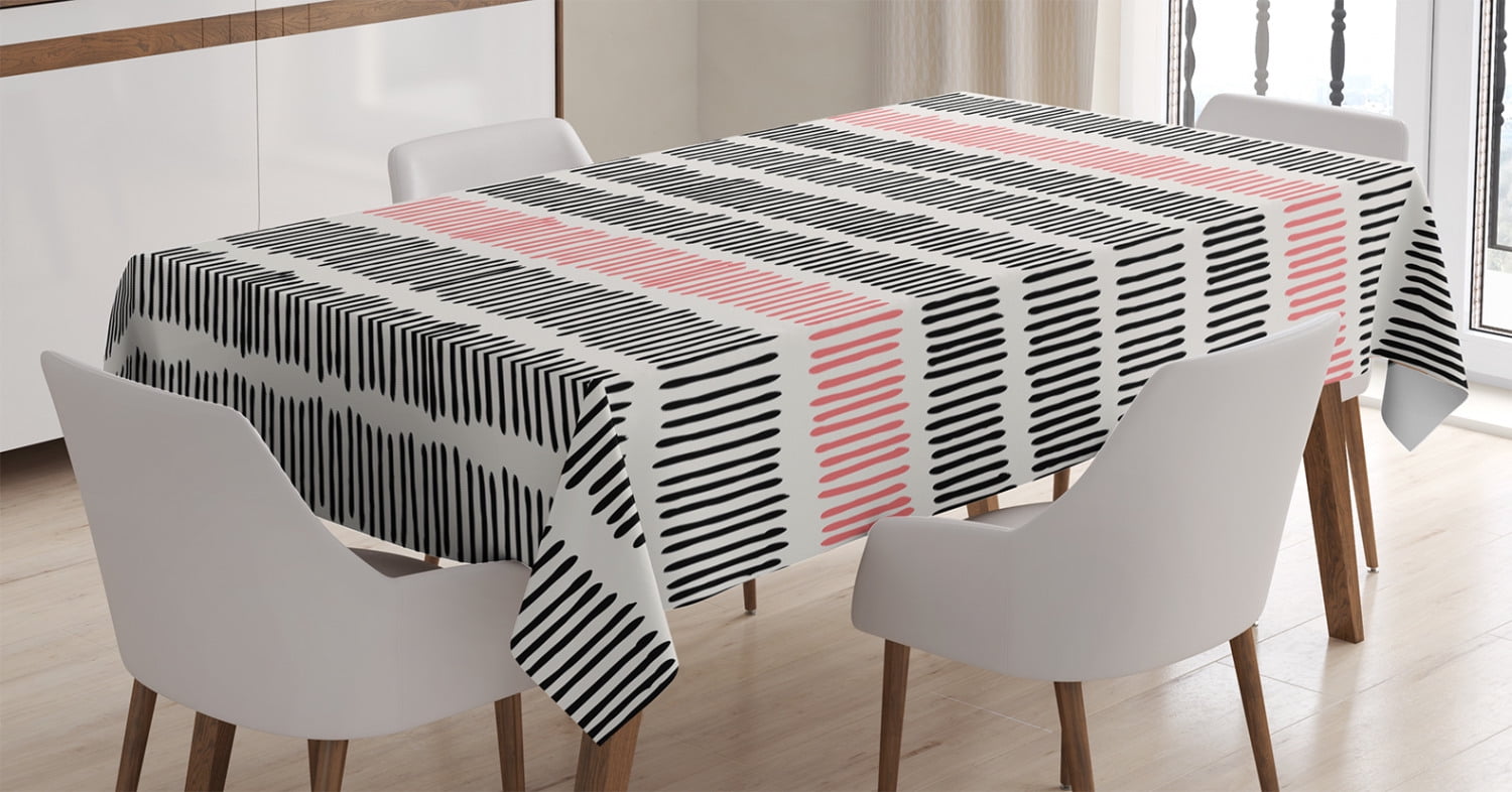 Home Decor Tablecloth, Abstract Pattern with Short Lines Chalkboard