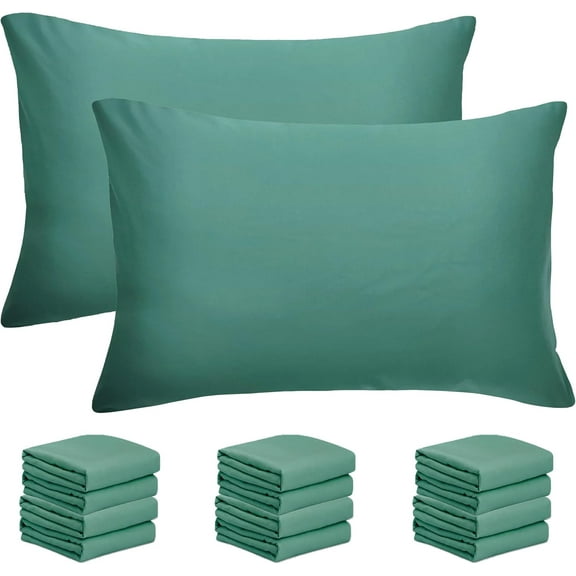 12 Pack 20x26 Light Teal Pillowcases with Envelope Closure: Essential for home, camping and travel