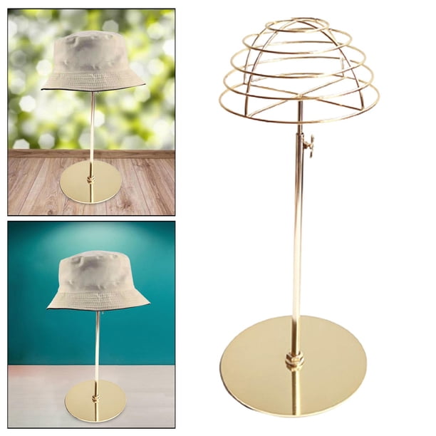 Soporte de exhibición para sombreros, soporte para sombreros de mesa, estante de almacenamiento portátil, soporte para sombreros para decoración de Dorado Macarena Soporte de exhibición de sombreros