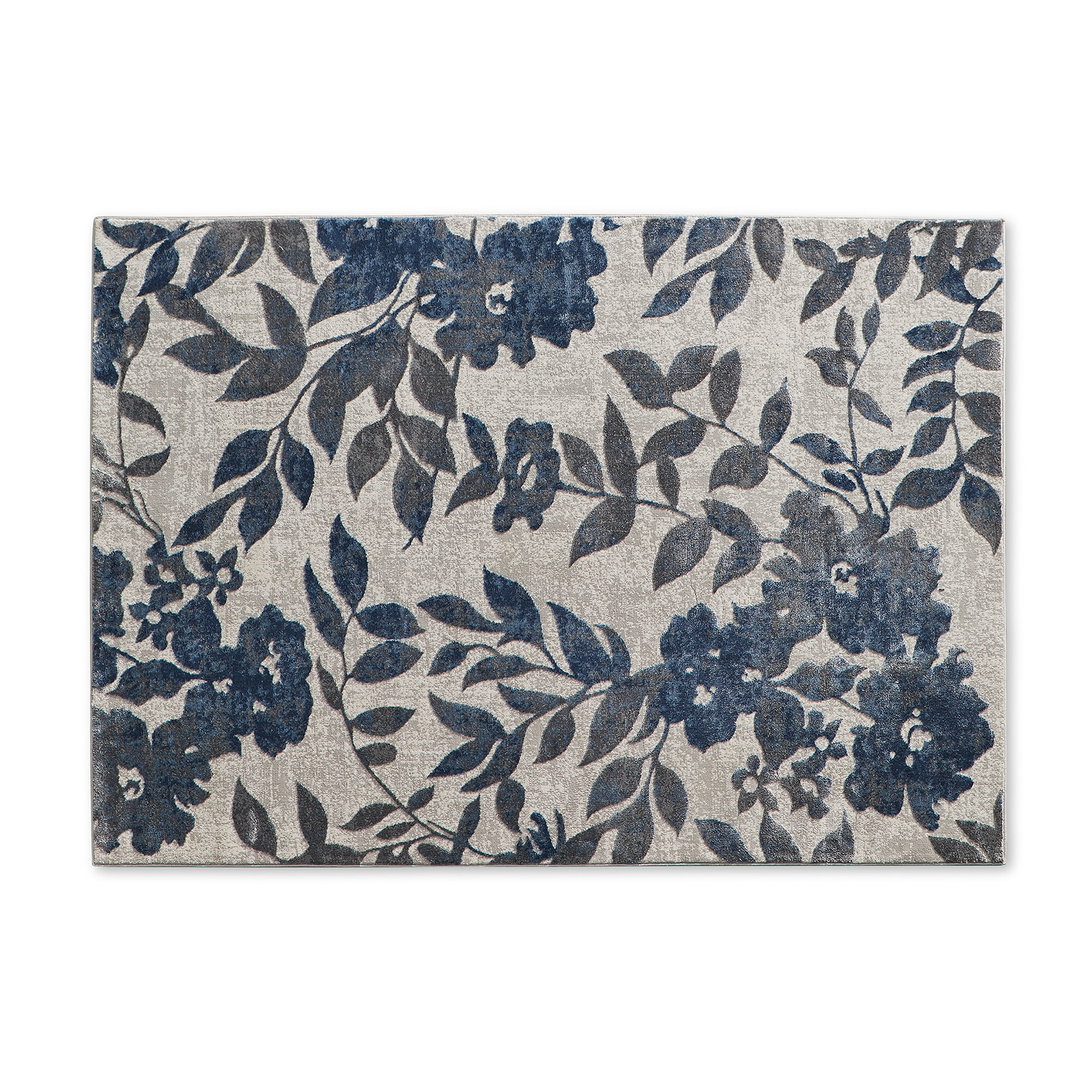 Better Homes & Gardens Blue & Gray Botanical Blooms, Area Rug, 5' x 7'
