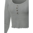 thumbnail image 4 of A2Y Women's Cropped Scoop Neck Long Sleeve Merrow Edge Thermal Tops Tee Deep H Grey S, 4 of 6