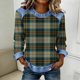 thumbnail image 2 of TaTaai Ladies Plaid Patchwork Long Sleeve Round Neck Blouse Casual Fashion Loose Fit Soft Lightweight Top Comfortable Daily Wear Shirt For Women All Season Outfits Gift, 2 of 5