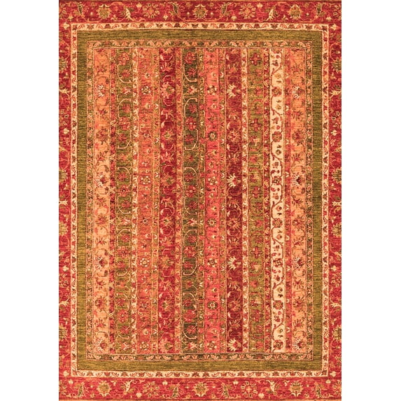 Ahgly Company Indoor Rectangle Abstract Orange Modern Area Rugs, 2' x 3'