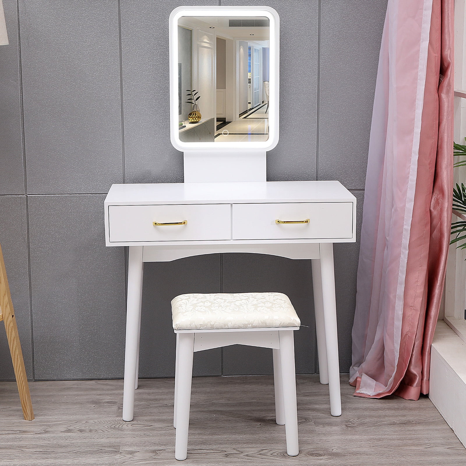 Dressing Table Details about   Makeup Vanity Table Set with Drawers & Large Mirror with Lights 