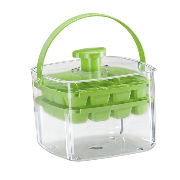 Ice Trays for Freezer with Lid, Ice Cube Tray Making 32 pcs Ice Cubes, Easy Press to Release Ice, Ice Tray with Storage Bin Chilling Cocktail Whiskey Coffee 2 Trays 1 Ice Bucket