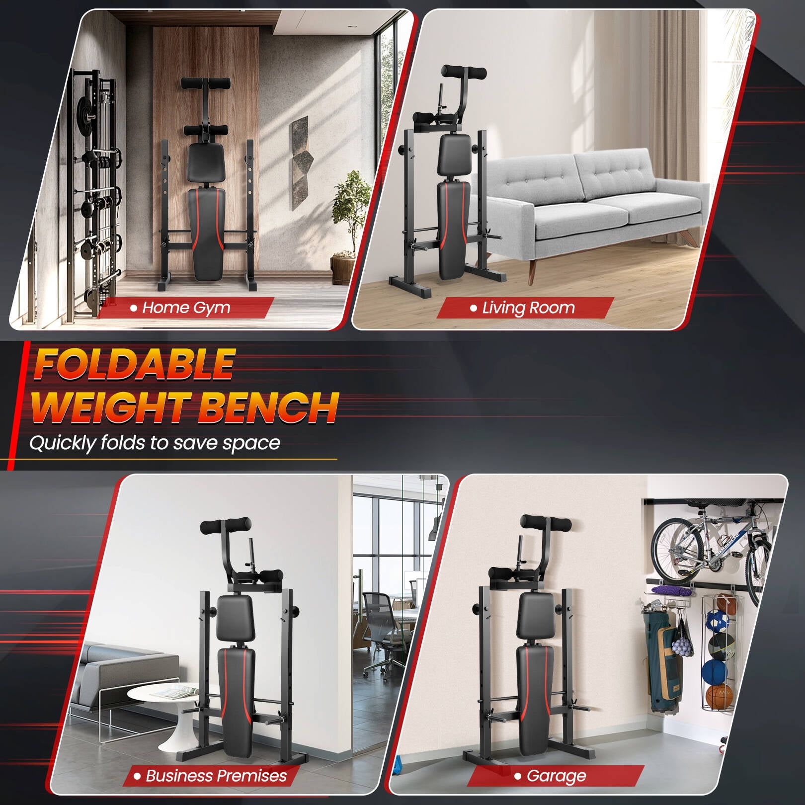 Vibespark Foldable Weight Bench, 600 lb Capacity photo 6