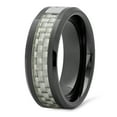 thumbnail image 2 of Men's Black Ceramic 8mm Comfort Fit Ring w/Grey Carbon Fiber Inlay & CZ, Size 12.5, 2 of 7