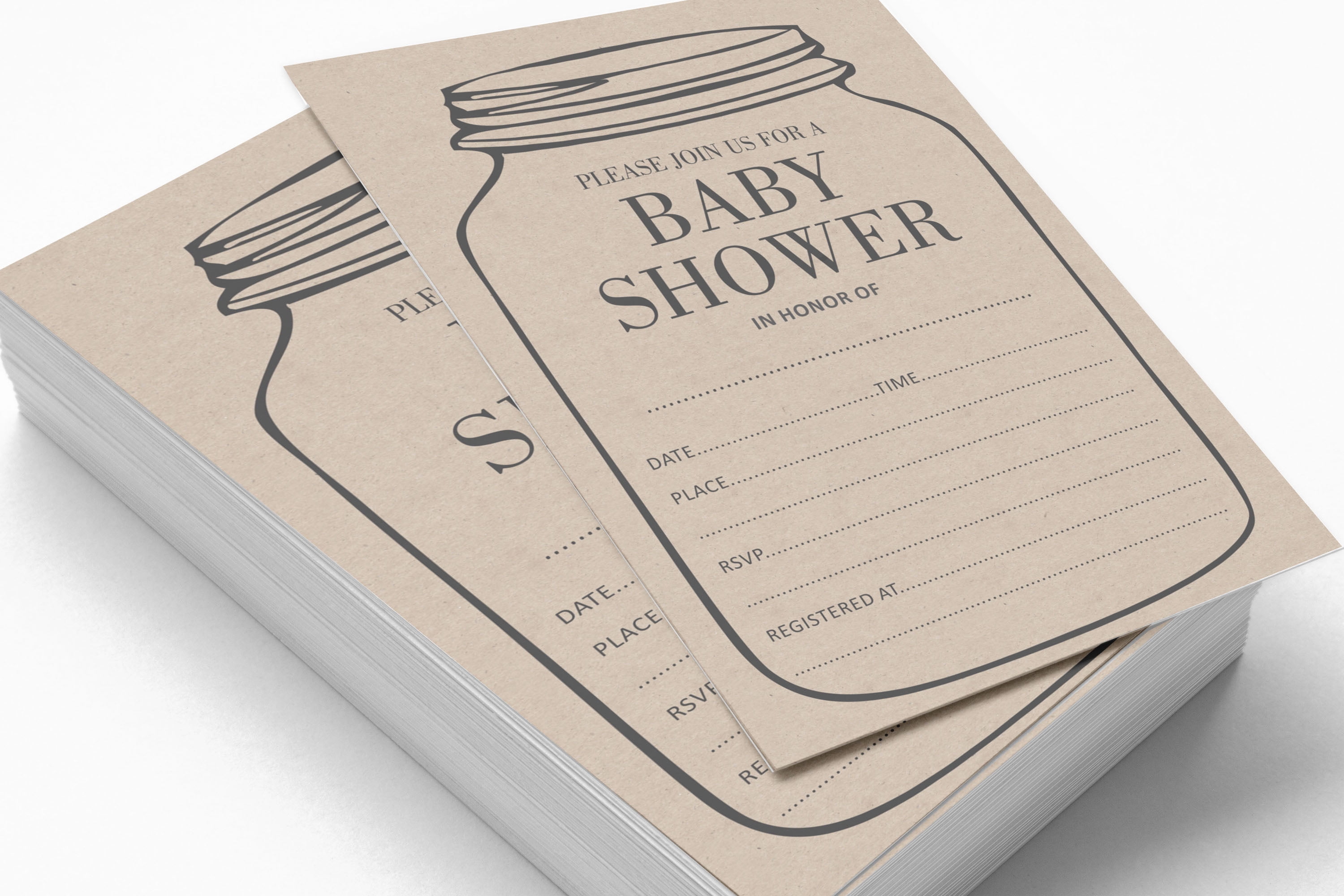 Inkdotpot Set Of 30Gender Neutral Rustic Baby Shower Invitations-Diaper Raffle Tickets And Baby Shower Book Request Cards Mason Jar Invites Its A Boy Its A Girl