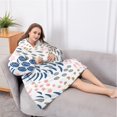 thumbnail image 5 of Oversized Wearable Blanket Hoodie,Multicolor Abstract Floral and Leaf Pattern Sherpa Blanket Hoodie with Super Pockets,Super Warm Fuzzy Pullover for Women & Men, 5 of 6