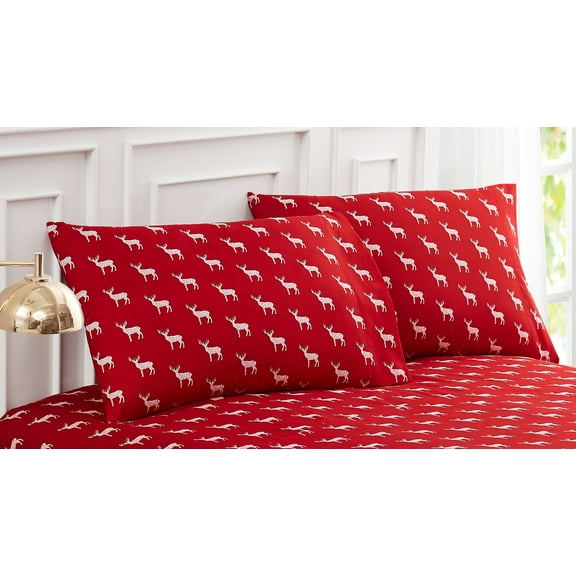 Contempo Deer Pillowcase Pair Standard Red