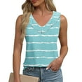 thumbnail image 2 of ZQGJB Sexy Ruffled Trim V Neck Tank Tops for Women Casual Striped Color Block Print Summer Sleeveless Tunic Blouse Loose Fit Dressy Shirts Light Blue S, 2 of 6