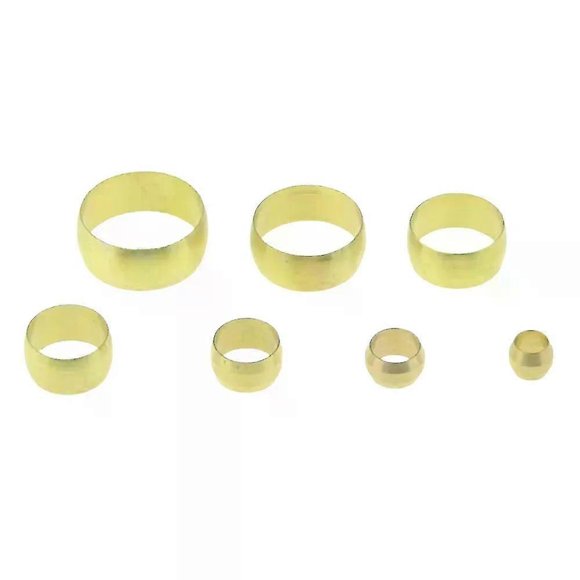 5Pcs 3 4 5 6mm 8 10 12 14 16mm Tube Brass Ferrule Compression Copper Sleeve Seal Ring Air Hydraulic Pipe Fitting Union Connector