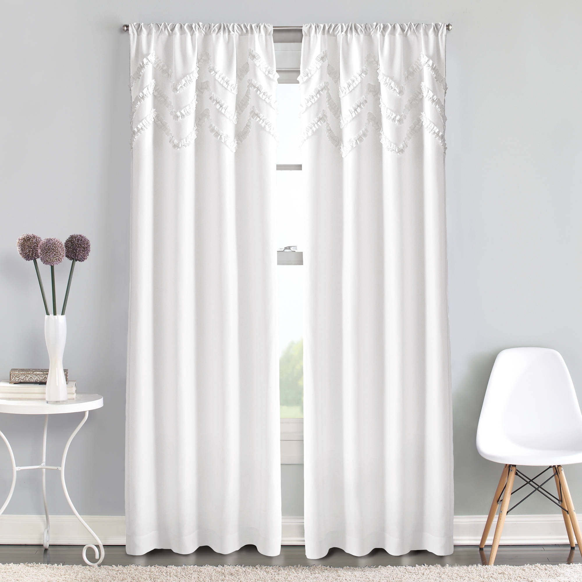 Zig Zag Ruffle Pole Top Curtain Panel