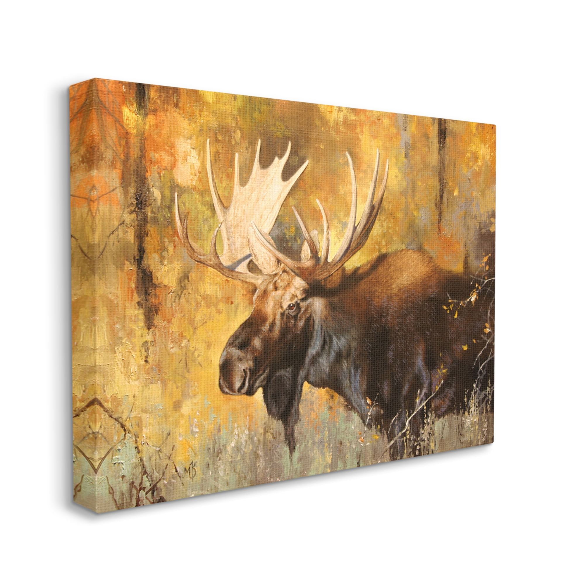 Stupell Industries Autumn Foliage Moose Portrait Animals & Insects Photography Gallery Wrapped Canvas Print Wall Art, 48 x 36