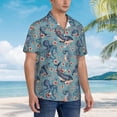 thumbnail image 3 of Balery Underwater Animals and Flowers Camisas hawaianas de manga corta para hombre, camisas playeras de corte holgado, camisas de vacaciones con botones,Medium, 3 of 7