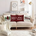 thumbnail image 4 of 4pcs Christmas Pillow Covers, Red Black Farmhouse Christmas Decorations, Merry Christmas Wonderful Winter Holiday Decor Throw Cushion Cases, For Couch Sofa Living Room Outdoor，Without Pillow Inserts, 4 of 5