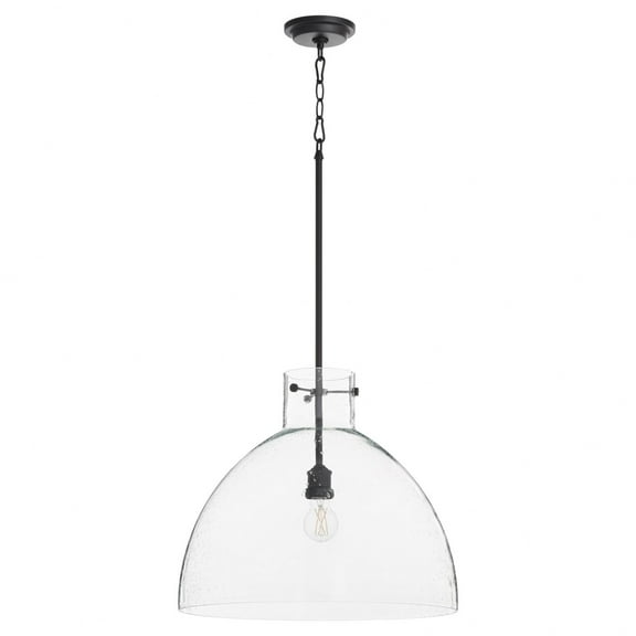 8932-69 Quorum Lighting 1 Light Dome Pendant in Transitional style - 18.5 inches wide by 17 inches high-Noir Finish    -Traditional Installation