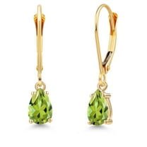 Gem Stone King 14K Yellow Gold Green Peridot Earrings for Women | 0.83 Cttw | Gemstone August Birthstone | Pear Shape 6X4MM