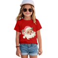 thumbnail image 2 of Staki Girls Christmas Short Sleeve T Shirts Kids Summer Tops Crewneck Tees Embroidered Christmas Sweatshirt(Red,3-4 Years), 2 of 6