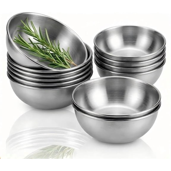 Wuxiuli Stainless Steel Round Dipping Bowls Silver Mini Sauce Dishes 3.2in 12 Pack