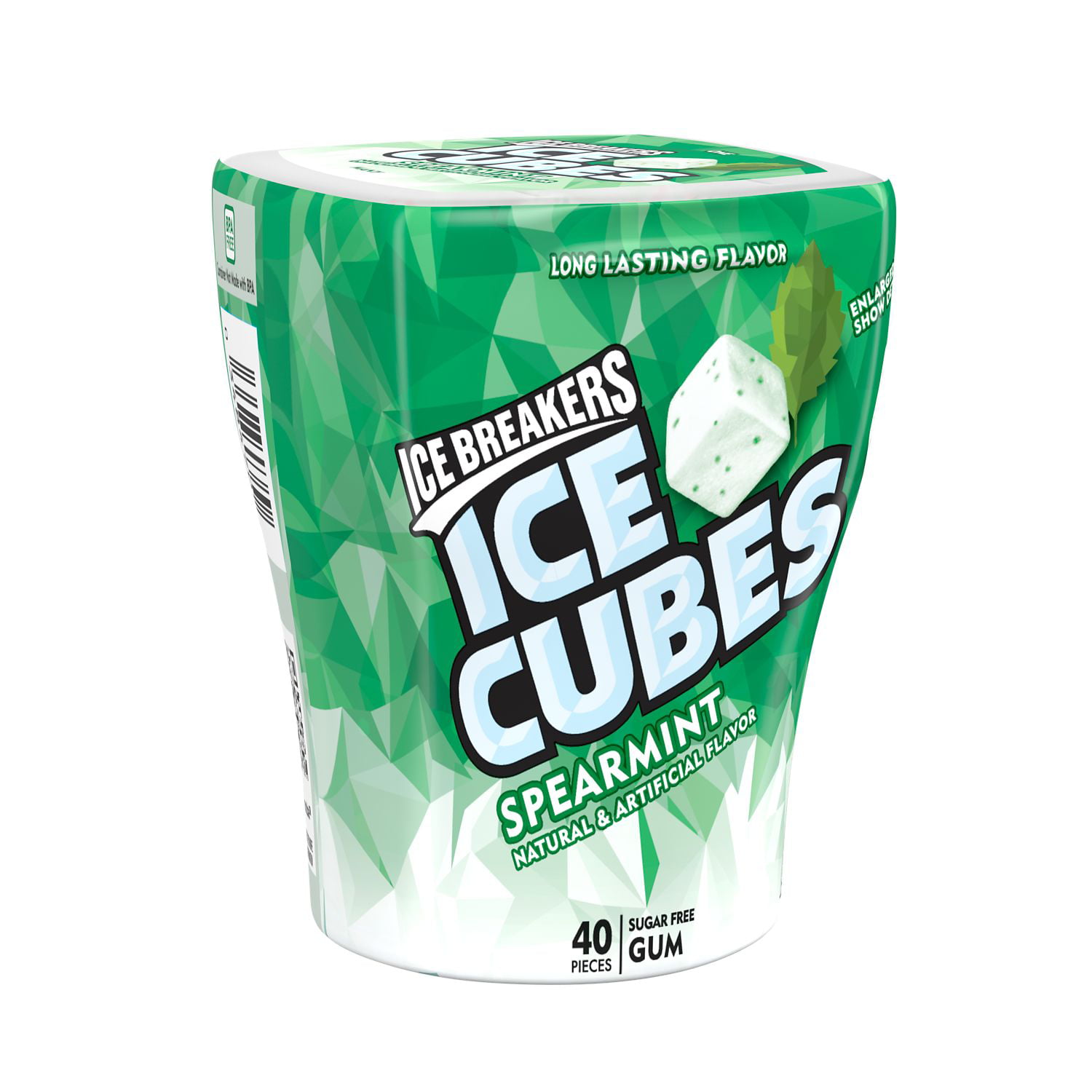 ICE BREAKERS ICE CUBES Spearmint Flavored Sugar Free Chewing Gum, Made with Xylitol, 40 Piece, Bottle