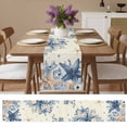 thumbnail image 4 of Retro Sea Stars Shells Eucalyptus Leaves Table Runner 13x48in Non-Slip Cotton Linen Table Runners, Marine Life Dresser Scarves TableRunner for Dinner Kitchen Dining Wedding Party, 4 of 9