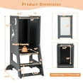 thumbnail image 3 of Costway Toddler Kitchen Stool Helper Baby Standing Tower with Chalkboard & Whiteboard Grey, 3 of 10