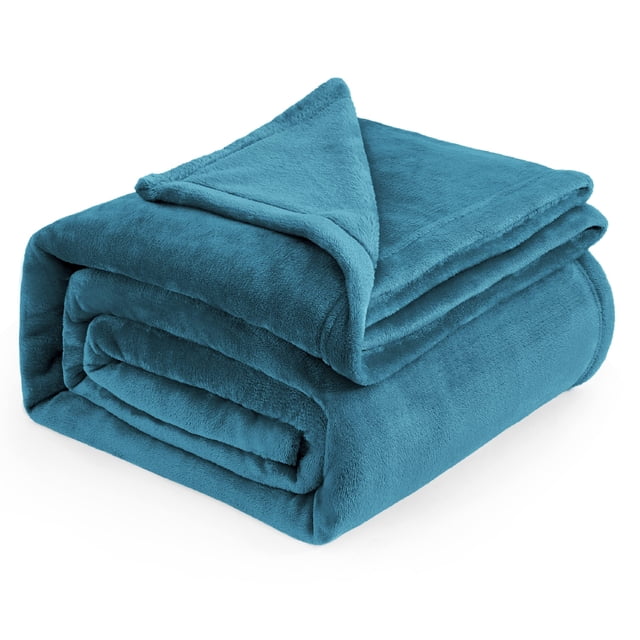 Manta de cama, forro polar, tamaño queen, suave y ligera, color verde azulado