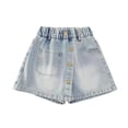 thumbnail image 7 of Girls Denim Skort, Elastic Waist Casual A-Line Skirt with Built-In Shorts and Pockets, Everyday Playwear for School and Weekend Outings, 7 of 7