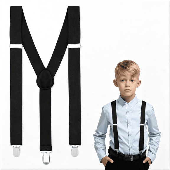 XIBUFE Suspenders for Boys and Girls,Elastic Y-Back Design Suspenders with Strong Metal Clips Y-Back Design Toddler Suspenders