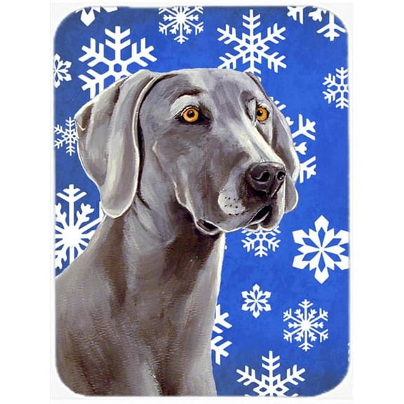 Weimaraner Winter Snowflakes Holiday Glass Cutting Board - Large