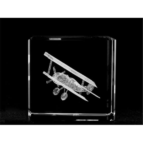 Asfour Crystal 1166-60-31 2.4 L x 2.4 H x 2.4 W in. Crystal Laser-Engraved Biplane Transportation Laser-Cut