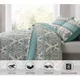 thumbnail image 6 of Chezmoi Collection Herald 3-Piece Printed Quilt Set, Aqua Blue Black White Boho Damask Coverlet, Pre-Washed Microfiber Lightweight Bedspread for All Seasons, King Size, 6 of 9